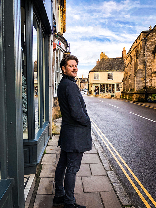 Jonathon Mulholland pictured on a street in Stamford, England.